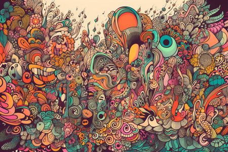 Hand drawn doodle abstract background. Colorful vector illustration.の素材