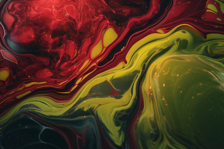 abstract background of acrylic paint in red, yellow and black colorsの素材