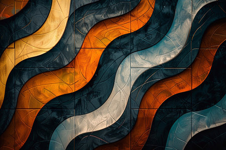 3D illustration of an abstract background with colorful marble tiles in a modern styleの素材