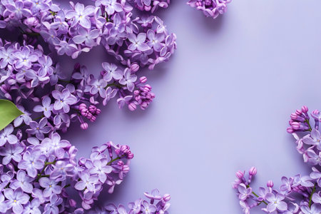 lilac flowers and empty space for your textの素材