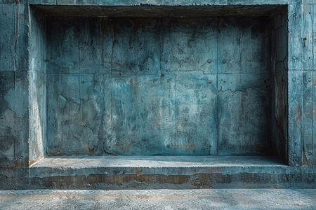 empty room with concrete wall and concrete floor, vintage color tone.の素材