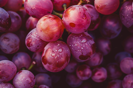 Close up of grapes with water drops. Selective focus.の素材