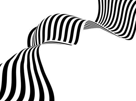 Optical art background, geometric wave design, black and white,Vector wave stripes abstract background.のイラスト素材