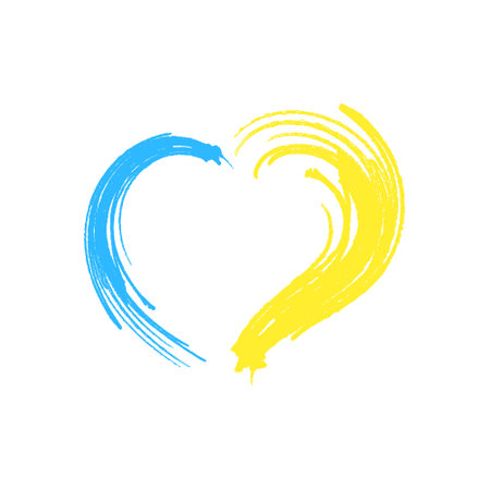 Heart in blue and yellow flowers. Abstract vector symbol.のイラスト素材