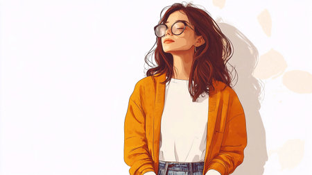 Drawn stylish modern girl. generative AIの素材