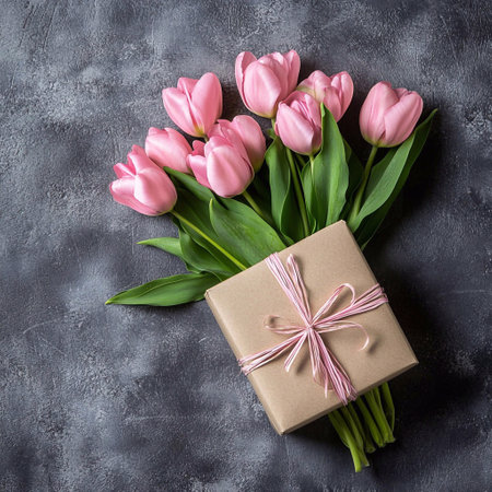 Women's Day. March 8. Flowers, gifts, love postcard space for textの素材