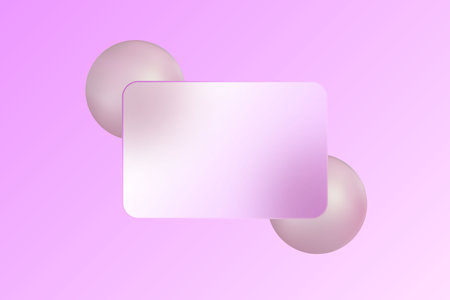 Purple blurry 3D spheres. c with Clear Glass Square Banner. Stylish banner.のイラスト素材