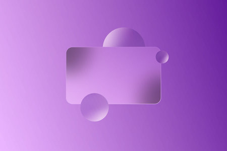 Minimalistic gradient background with a transparent frame and volumetric elements in purple tones.のイラスト素材