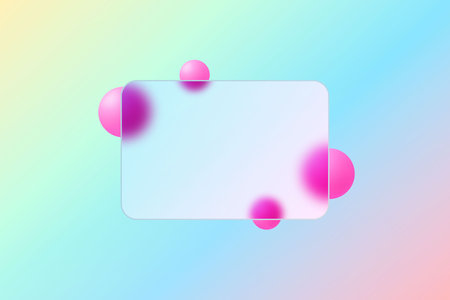 Geometric background with pink spheres and a transparent frame.のイラスト素材