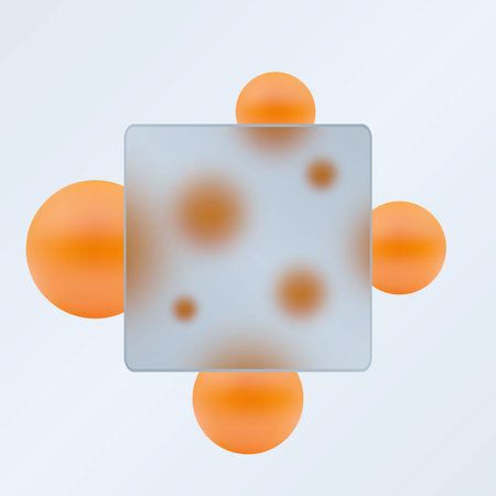 Bright 3D background with orange spheres and glass morphism.のイラスト素材