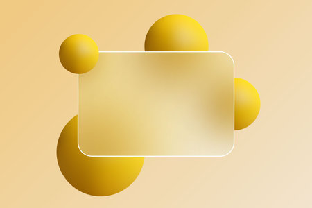 Abstract background in glass morphism style with yellow spheres.
