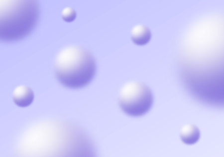 Abstract background with white blurred 3D spheres on a lavender gradient.のイラスト素材