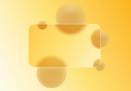 Transparent rectangular matte glass frame against a background of orange blurred spheres.のイラスト素材