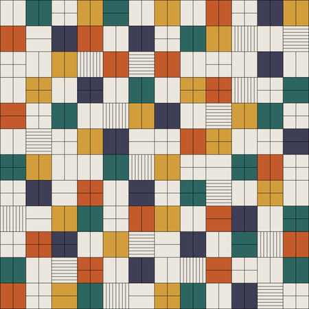 Modern Seamless Square Mosaic Pattern in Quilt Style