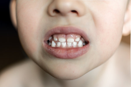 Close-up of a child's teeth. Teeth whitening.の写真素材