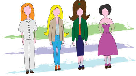 Fast fashion sketch. Paper dollのイラスト素材