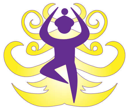 Meditation flat vector icon. Silhouette of yoga personのイラスト素材