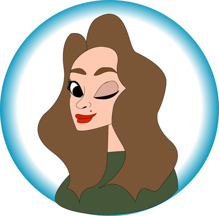 Nice girl portrait in cartoon style, illustration vectorのイラスト素材