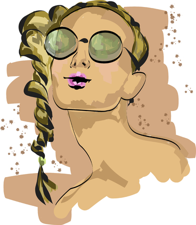 Fast fashion sketch with girl in glasses vector EPS10のイラスト素材