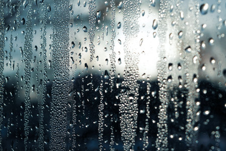 Water drops on glass. Misted glass. Backgrounds and textures. After the rain.の写真素材