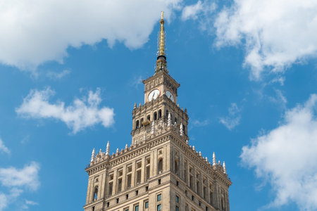 View of the Palace of Culture and Science. Warsaw, Poland. high-rise building.