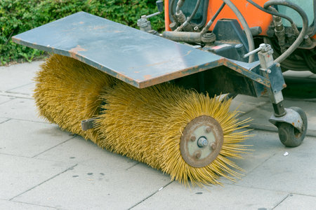 Machine for cleaning and sweeping streets. Brush.の写真素材