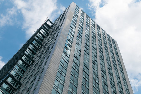 Modern architecture of glass and concrete. Business center. Office buildings.