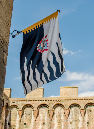 The flag of Contrade of Wolf. Siena, Palioの写真素材