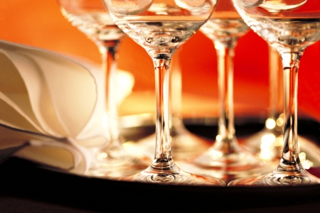 glass and napkinの写真素材