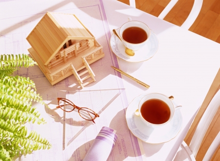 blueprints and houseの写真素材