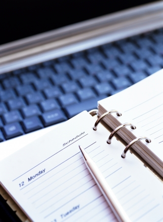 computer and notebookの写真素材