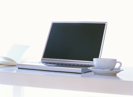 computer and bookの写真素材