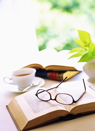 book and glassesの写真素材