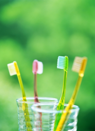 four toothbrushesの写真素材
