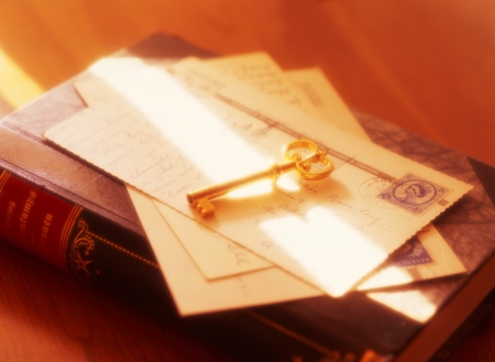 key and post cardsの写真素材