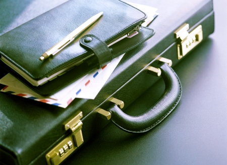 attache case and  notebookの写真素材