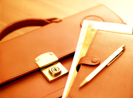 briefcase and notebookの写真素材