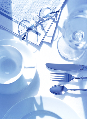newspaper and breakfastの写真素材