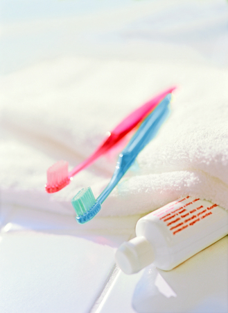 toothbrush and towelの写真素材