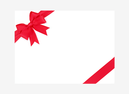 Red ribbon and boardの写真素材