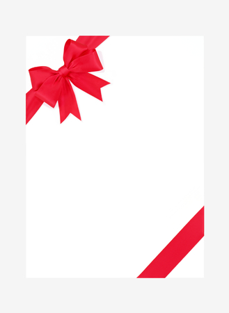 Red ribbon and boardの写真素材