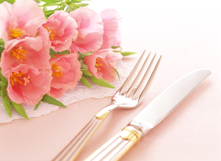 cutlery and bouquetの写真素材