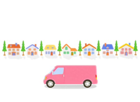 truck and housesの写真素材