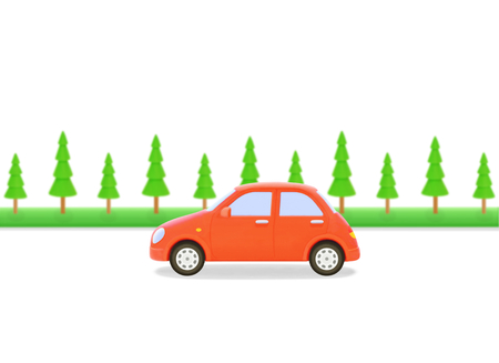 Red car and treesの写真素材