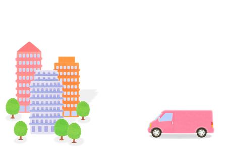 truck and buildingの写真素材