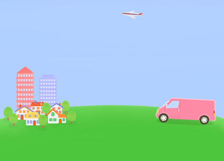 truck and townの写真素材