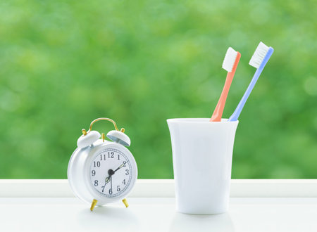 alarm clock and toothbrush