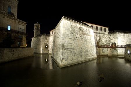 Castillo de la Real Fuerza  (1577), Havana, Cuba night viewの写真素材