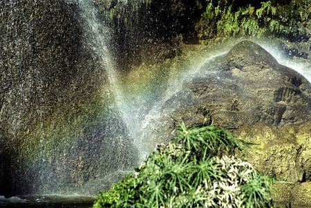Stone under a jet of Waterfalls  in a province Trinidad, Cubaの写真素材