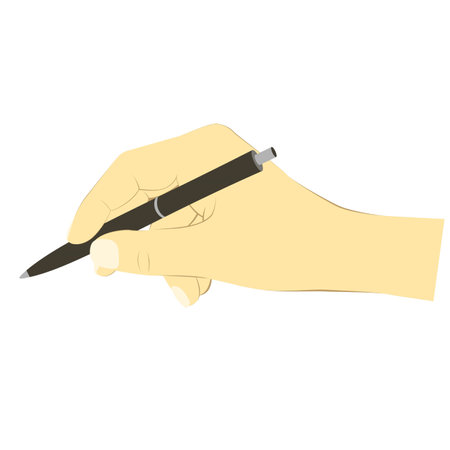 Hand holding pen or pencil in vector graphicsのイラスト素材